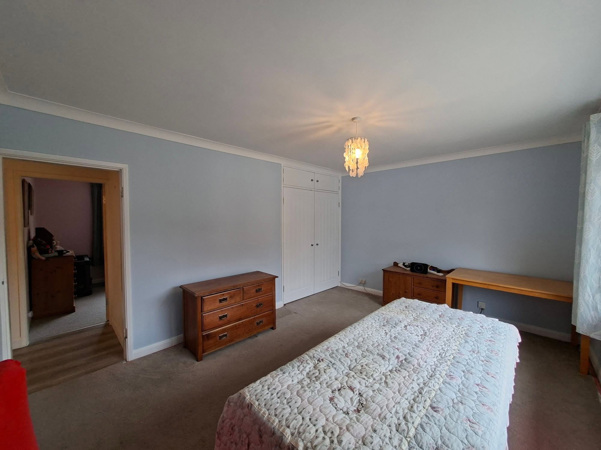 Finished bedroom seen towards the door